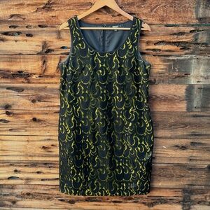 DKNY | Elegant Black and Yellow Patterned Dress 12
